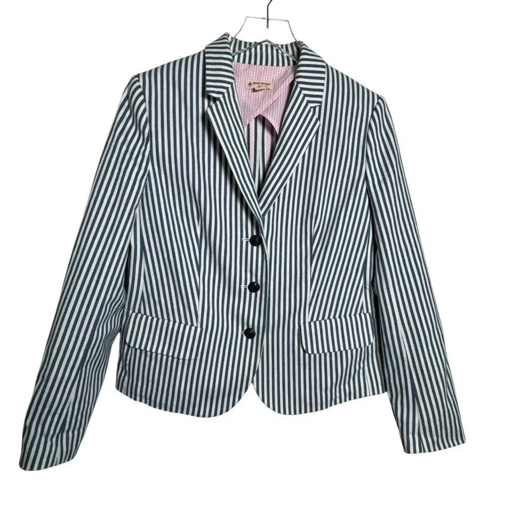 Brooks Brothers Red Fleece Blue White Stripe Cotton Blazer Jacket 10 - Picture 9 of 9